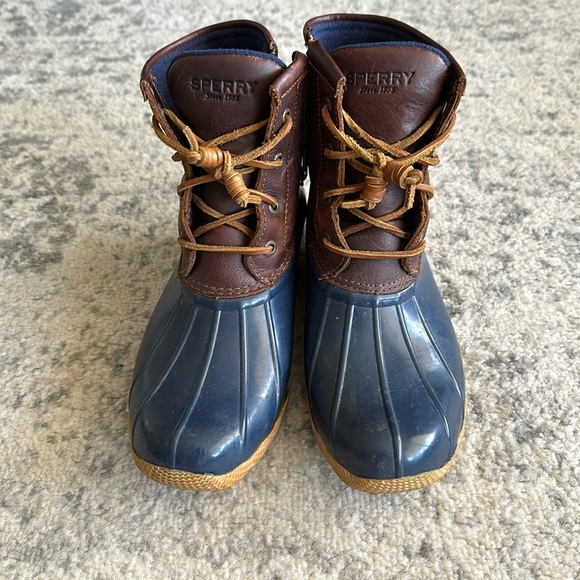 Sperry Top Sider Womens Navy Brown STS91175 Saltwater Duck Boots